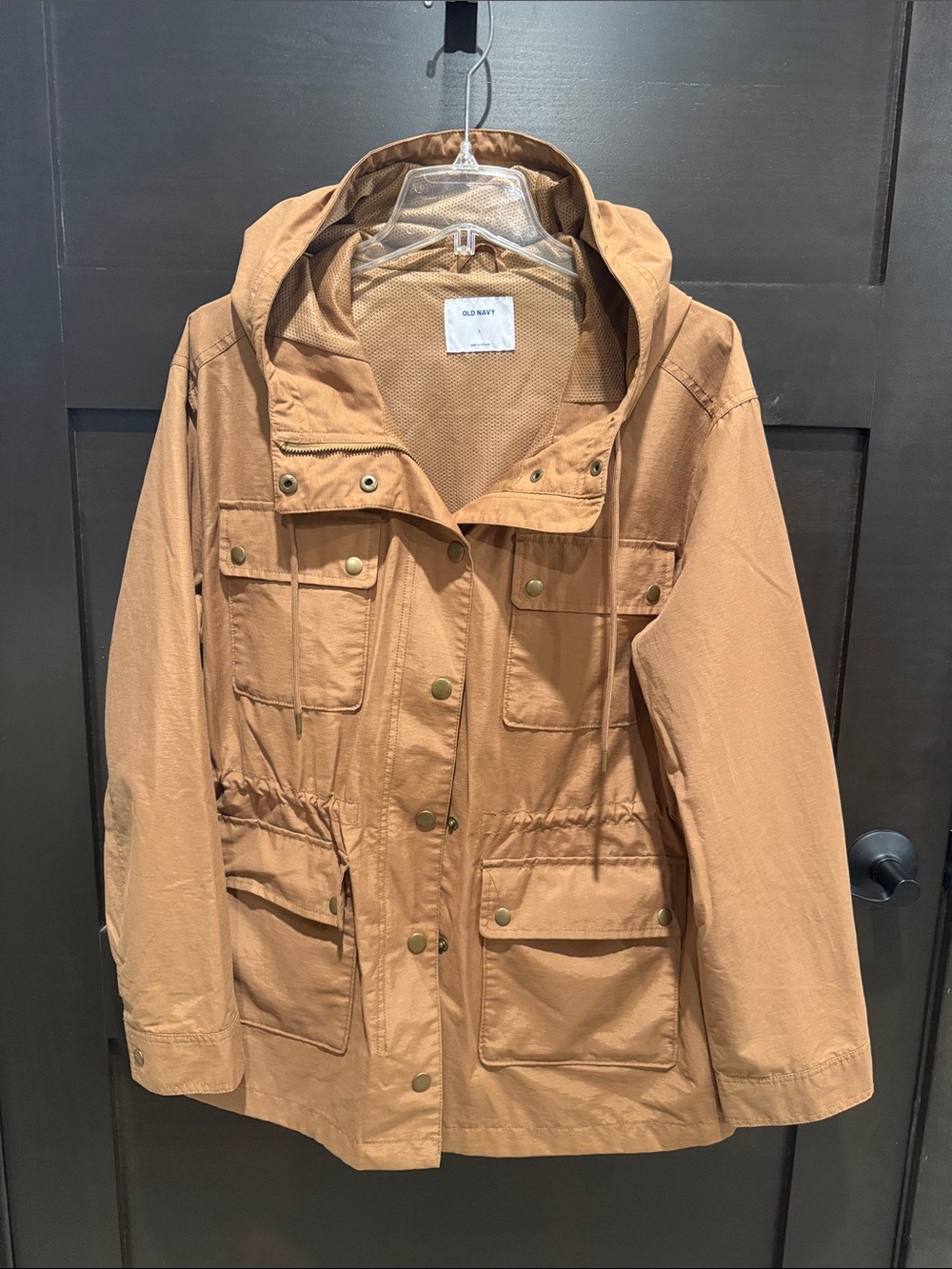 Old Navy Women's Hooded Utility Jacket in Tan Brown